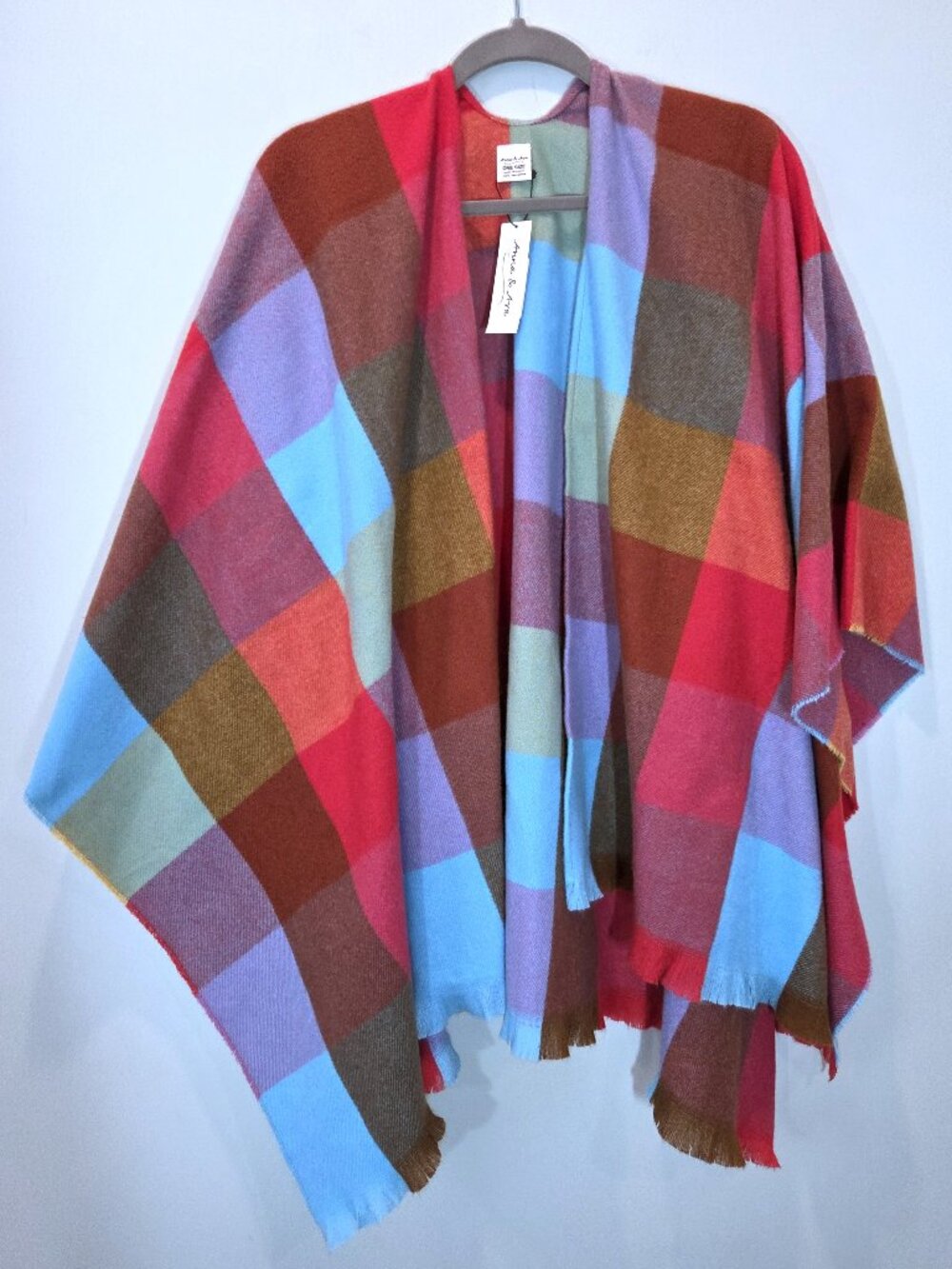 NWT Anna & Ava Multicolor Plaid Cape Size OS